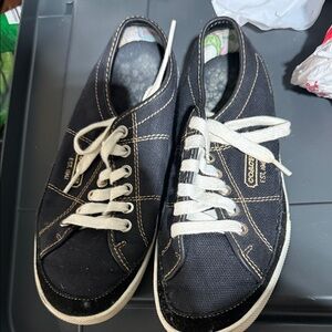 Coach Black Canvas Loafers with White Laces